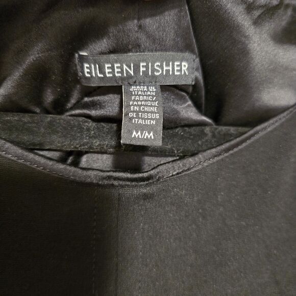 Eileen Fisher Little Black Dress Viscose Silk Blend Minimalist Medium Women - Picture 6 of 11